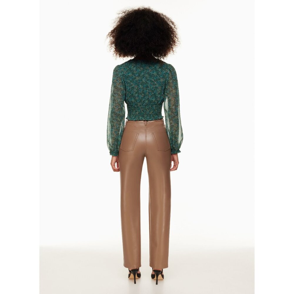 Aritzia Wilfred The Melina™ Faux Leather Straight Pant in Constant Camel 4 - Picture 4 of 9